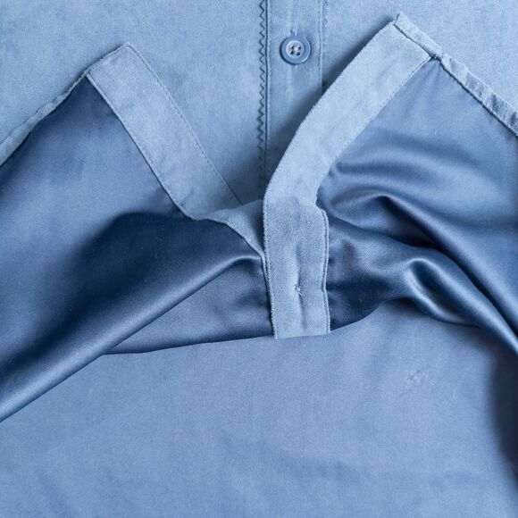 Studio Works Faux Suede Long Sleeve Button Up Shirt Womens Large Blue Western - Picture 13 of 16